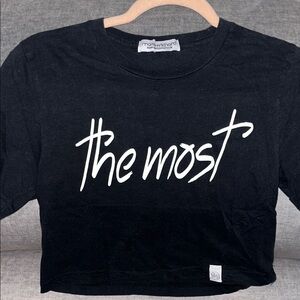 Marek Richard Black Graphic Cropped Tee with 'The Most' Print
